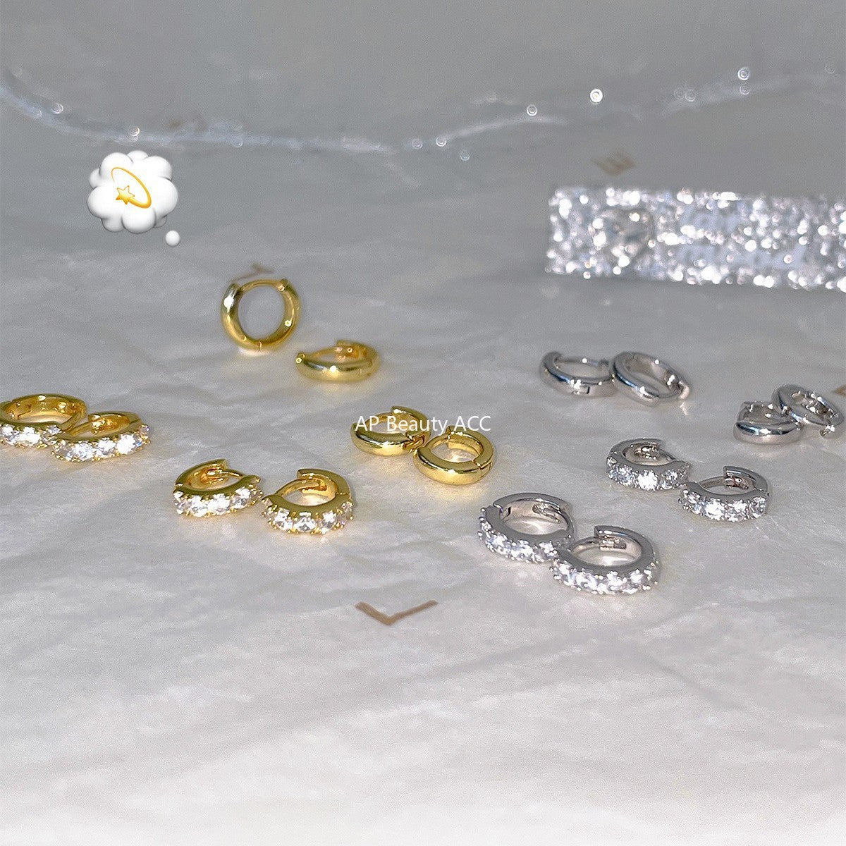 A관 - 925 실버 심플 미니 큐빅 링 귀걸이 [EH-4209] 25.10-3