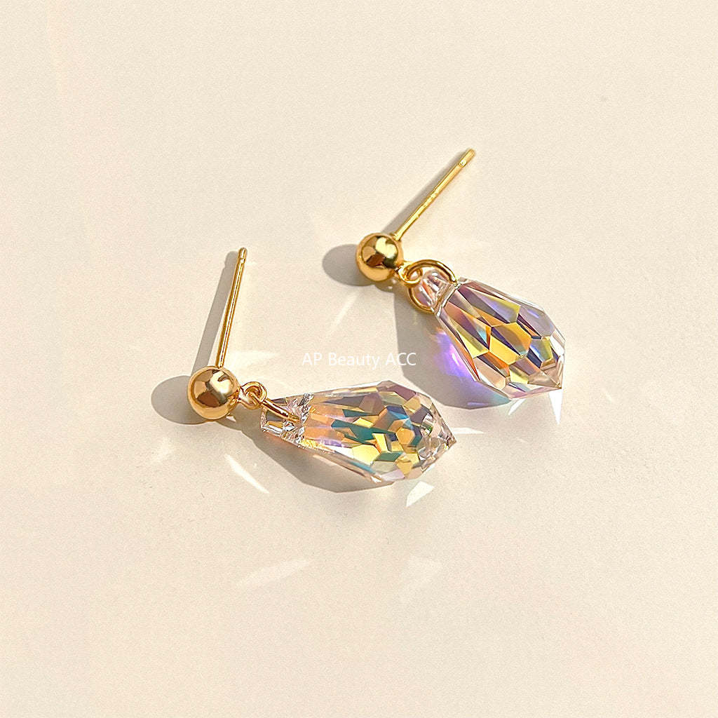 C관 - 스와로브스키 크리스탈 컷팅 물방울 은침 귀걸이 [5554] 25.02-2