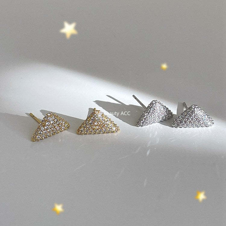A관 - 입체 삼각형 모양 풀큐빅 스터드 귀걸이 [EH-4321] 25.12-3