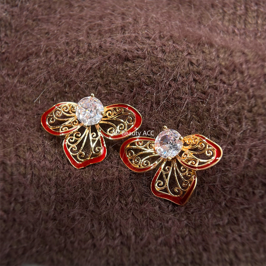 C관 - 미니 큐빅 925 은침 핸드페인팅 플라워 귀걸이 [7071] 25.11-2