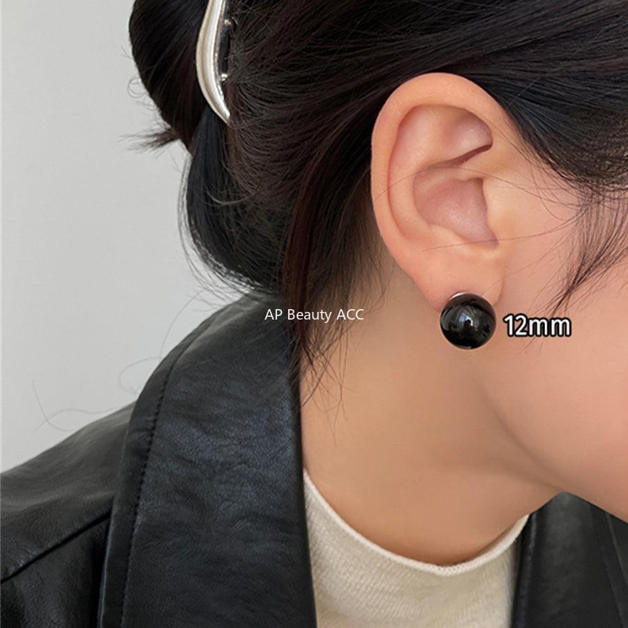 A관 - 빈티지 블랙 오닉스 925 은침 미니멀 귀걸이 [EH-2652] 24.01-3