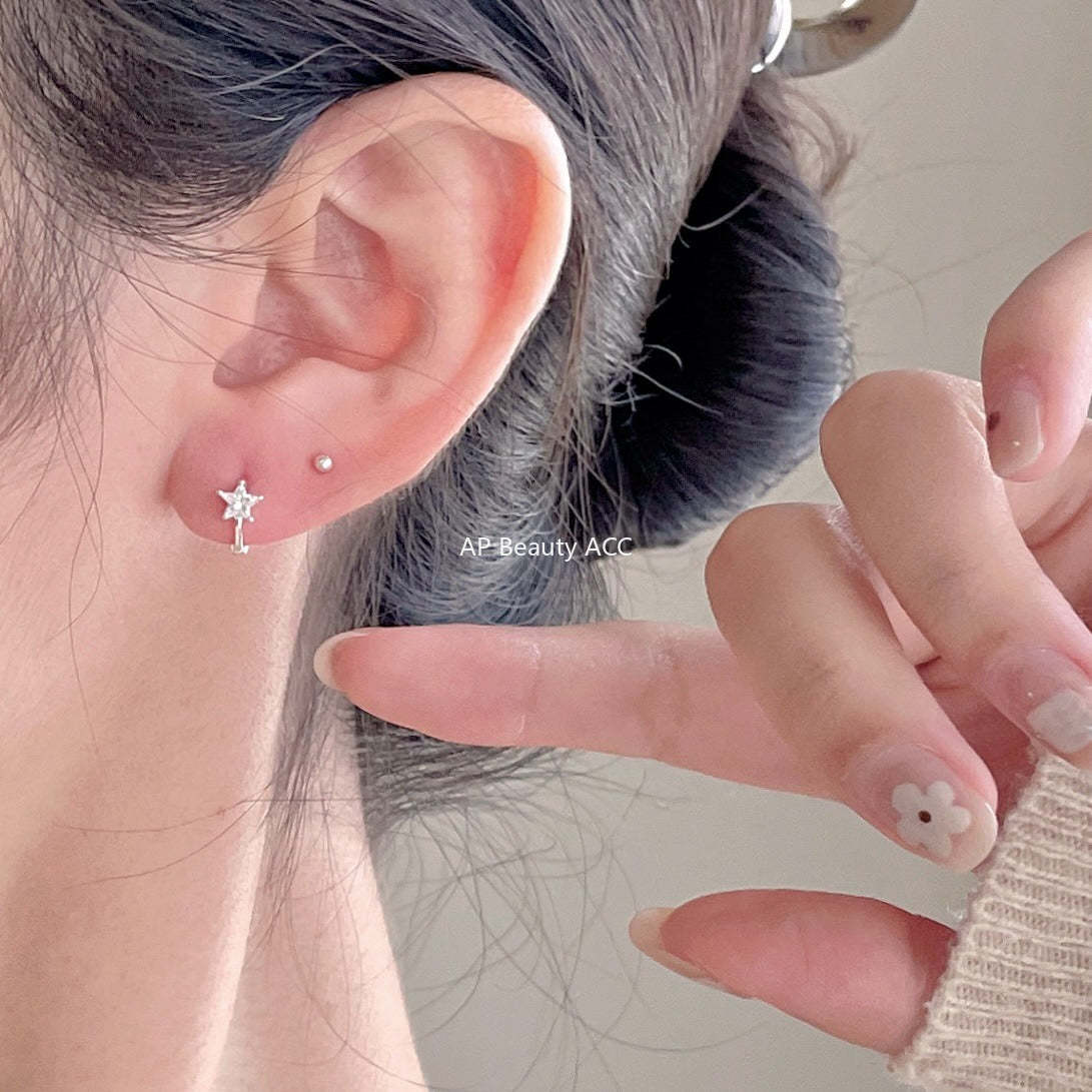 F관 - 925 실버 별 큐빅 링 귀걸이 [C1423] 25.11-4