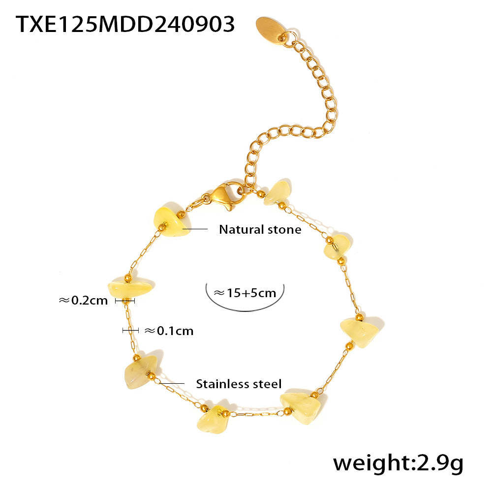 D관 - 프렌치 천연석 캐주얼 럭셔리 스테인리스 스틸 변색 방지 목걸이 팔찌 [TXP125-TXE125] 24.09-2