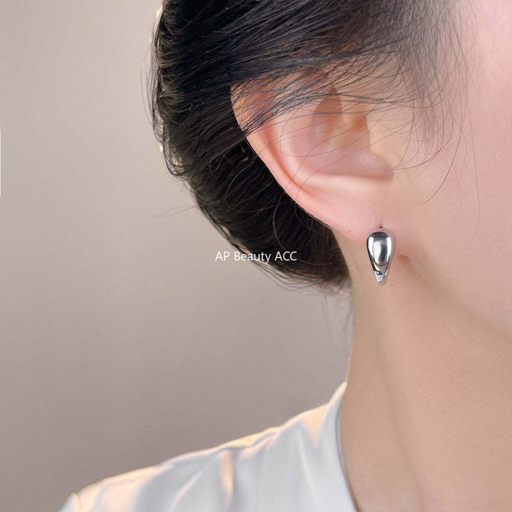 C관 - 유광 백금도금 원형 후프 귀걸이 [7118] 25.12-1