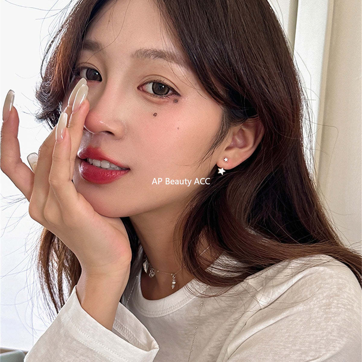 A관 - 925 은침 큐빅 별 디자인 후크형 귀걸이 [EH-4172] 25.10-4