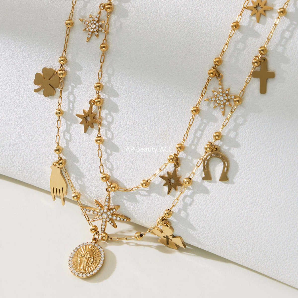 D관 - 스테인리스 스틸 진주 큐빅 펜던트 18K 도금 목걸이 [P732] 25.11-4