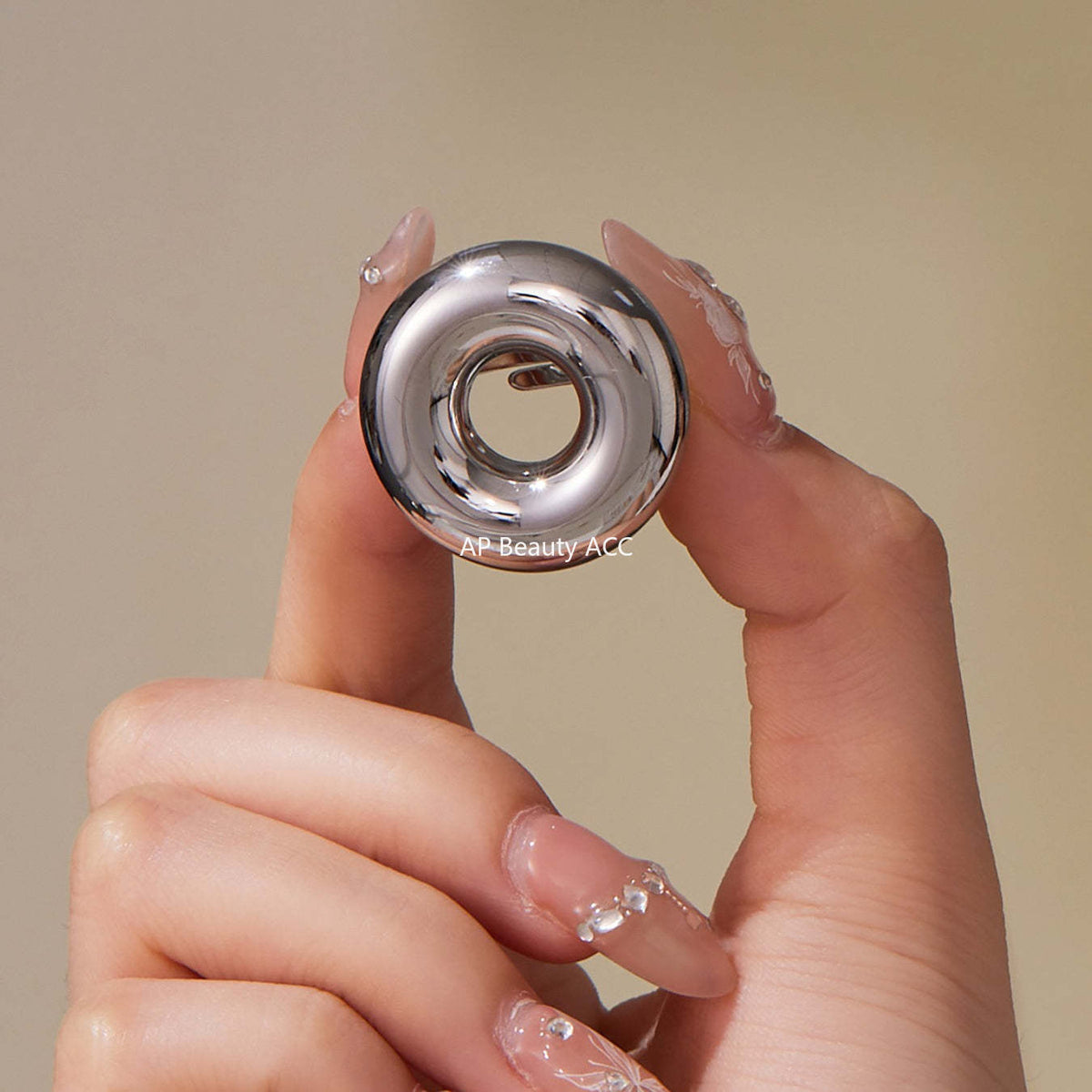 D관 - 빅 원형 오픈형 스테인리스 스틸 18K 도금 반지 [A076] 25.09-4