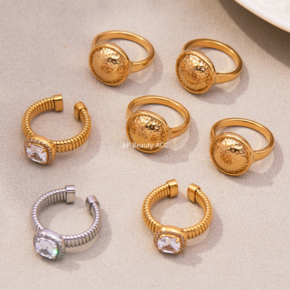 D관 - 스테인리스 스틸 사각 큐빅 오픈형 반지 [A394-A389] 25.11-2