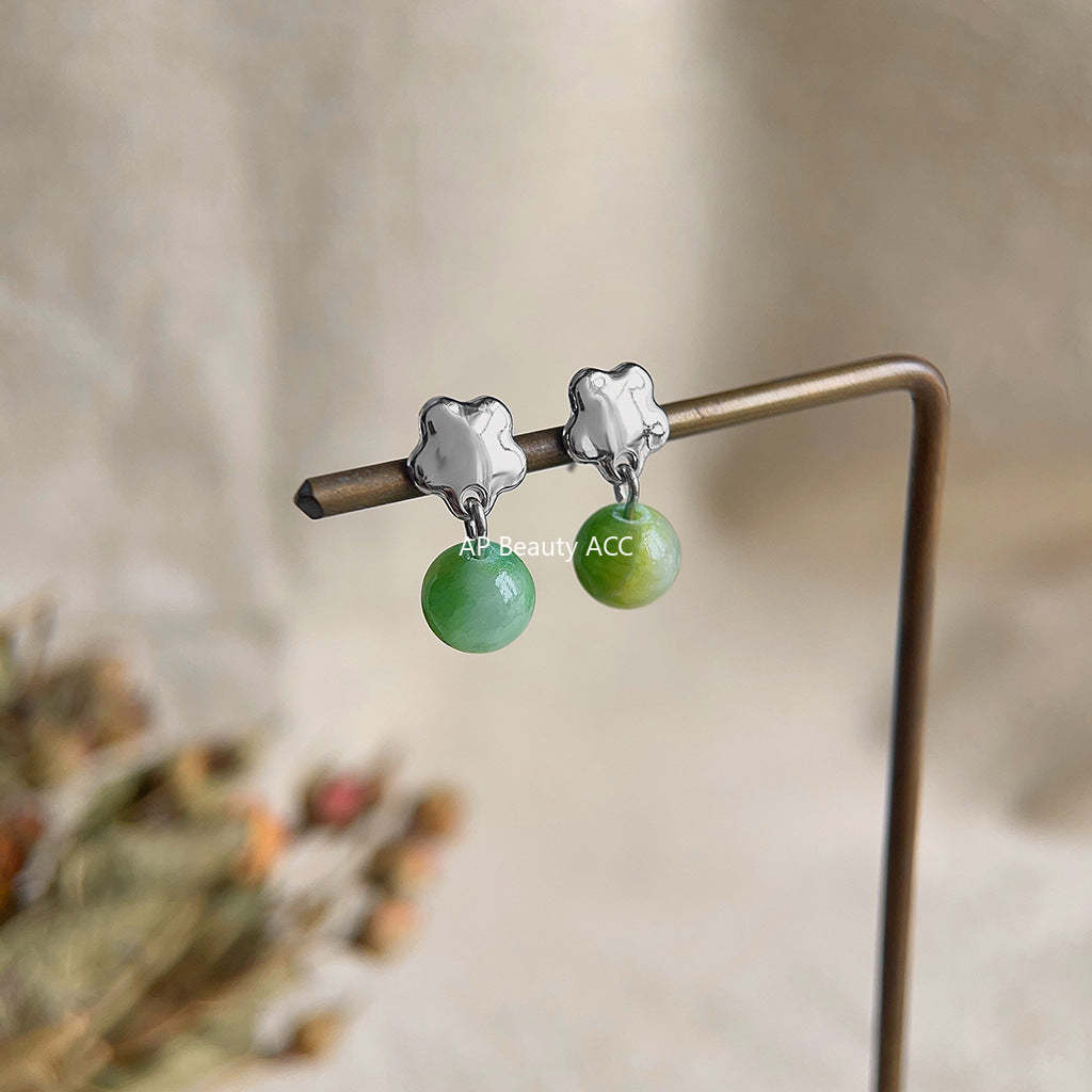 C관 - 여름 새싹 디자인 숲 속 스타일 천연석 기하학 귀걸이 [3856] 24.04-3