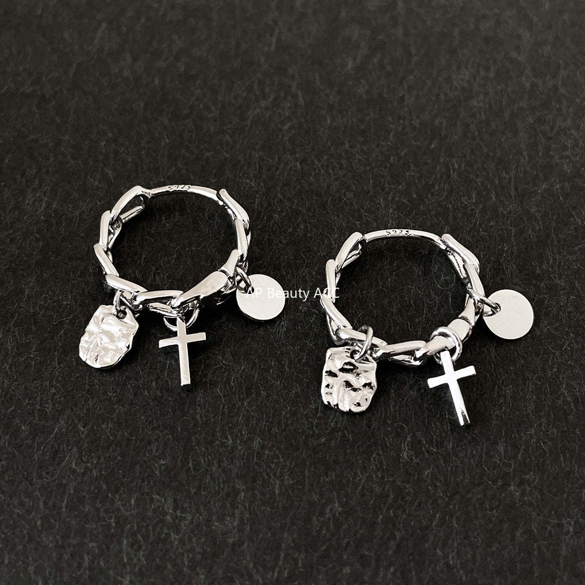 A관 - 925 은침 십자가 드롭 링 귀걸이 [EH-4270] 25.11-4