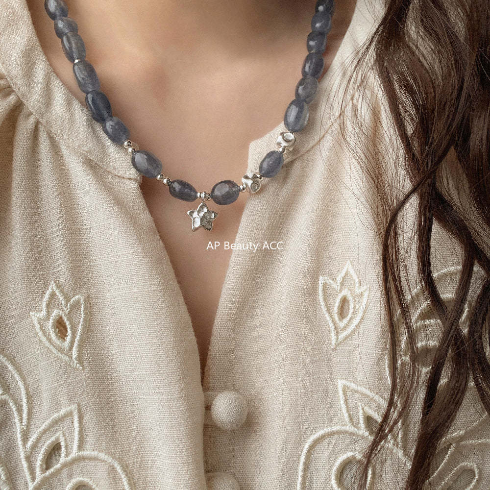 A관 - 별 펜던트 칼세도니 비즈 925 실버 팔찌 목걸이 [1530] 25.11-3