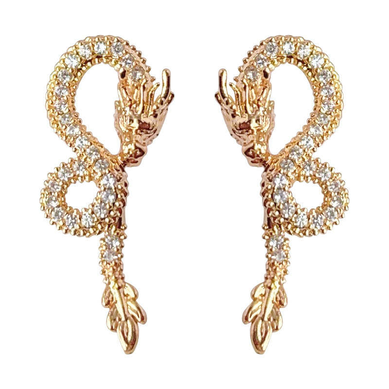 C관 - 용의 해 기념 14K 도금 미세 큐빅 독창적 디자인 귀걸이 [3587] 24.01-2