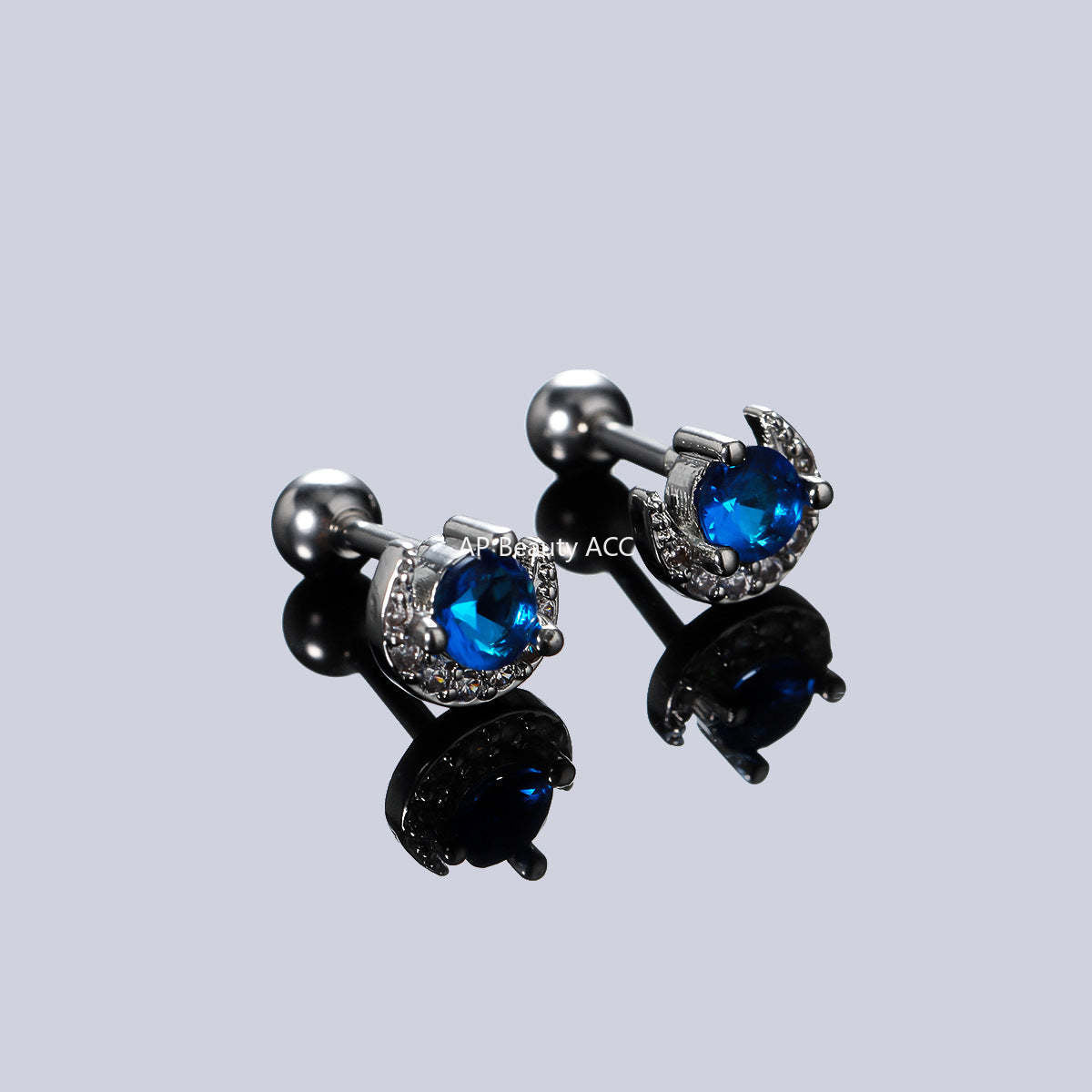 G관 - 블루 문 나선 큐빅 피어싱 귀걸이 [ER854] 25.09-4