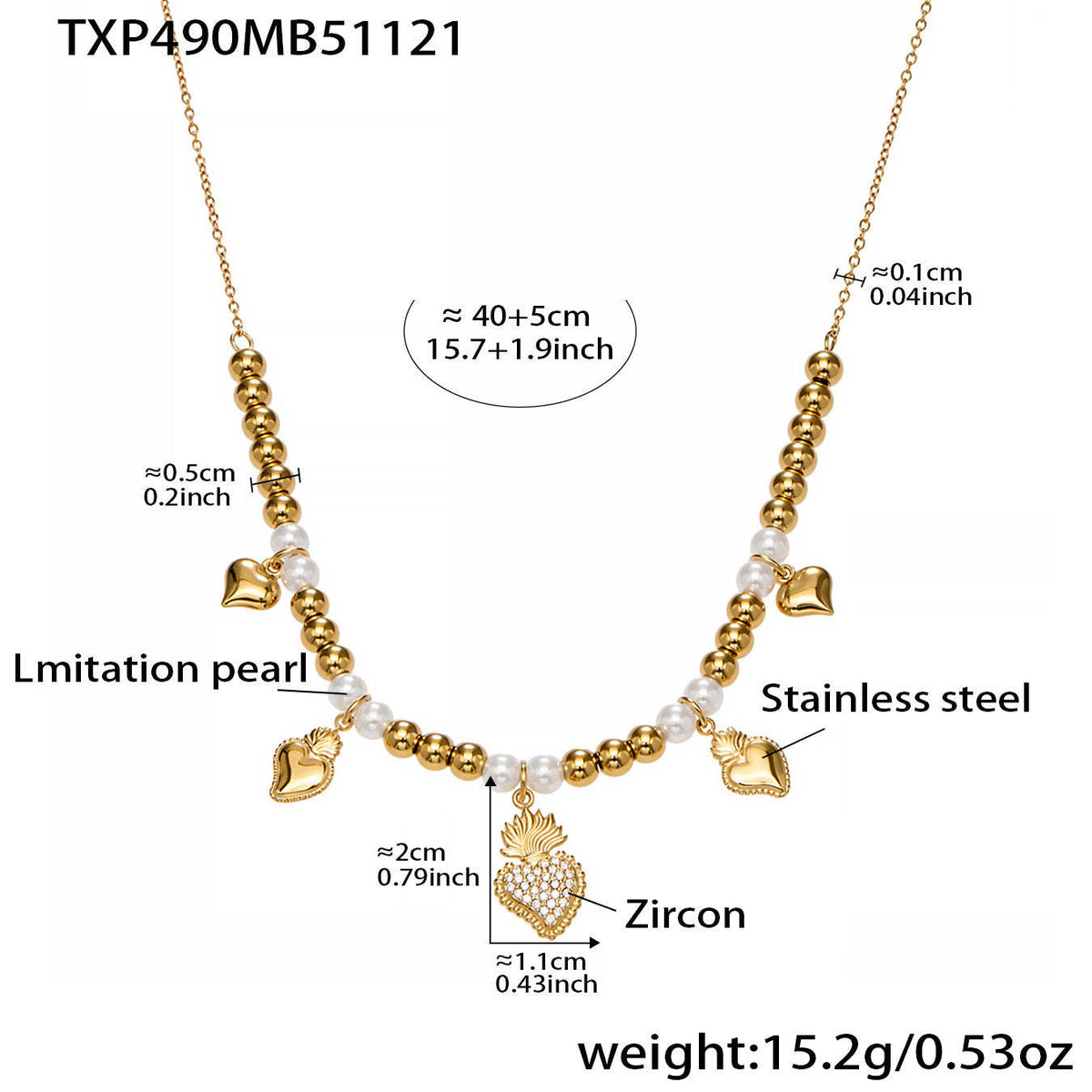 D관 - 스테인리스 스틸 하트 왕관 큐빅 펜던트 18K 도금 목걸이 귀걸이 팔찌 반지 [TXP490] 25.11-4