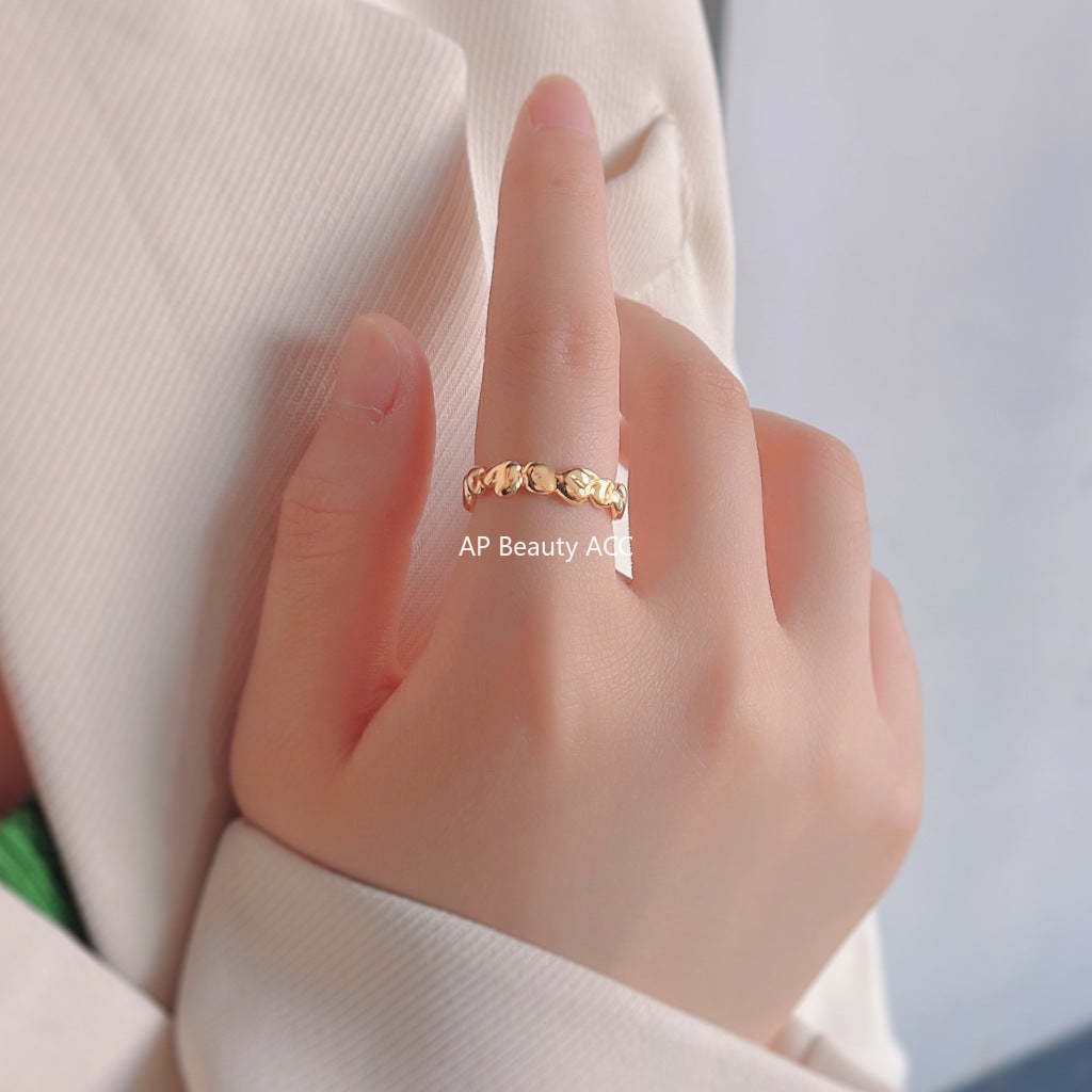 C관 - 고급스러운 14K 도금 금속 밀 이삭 형태 링 반지 [902] 24.04-3