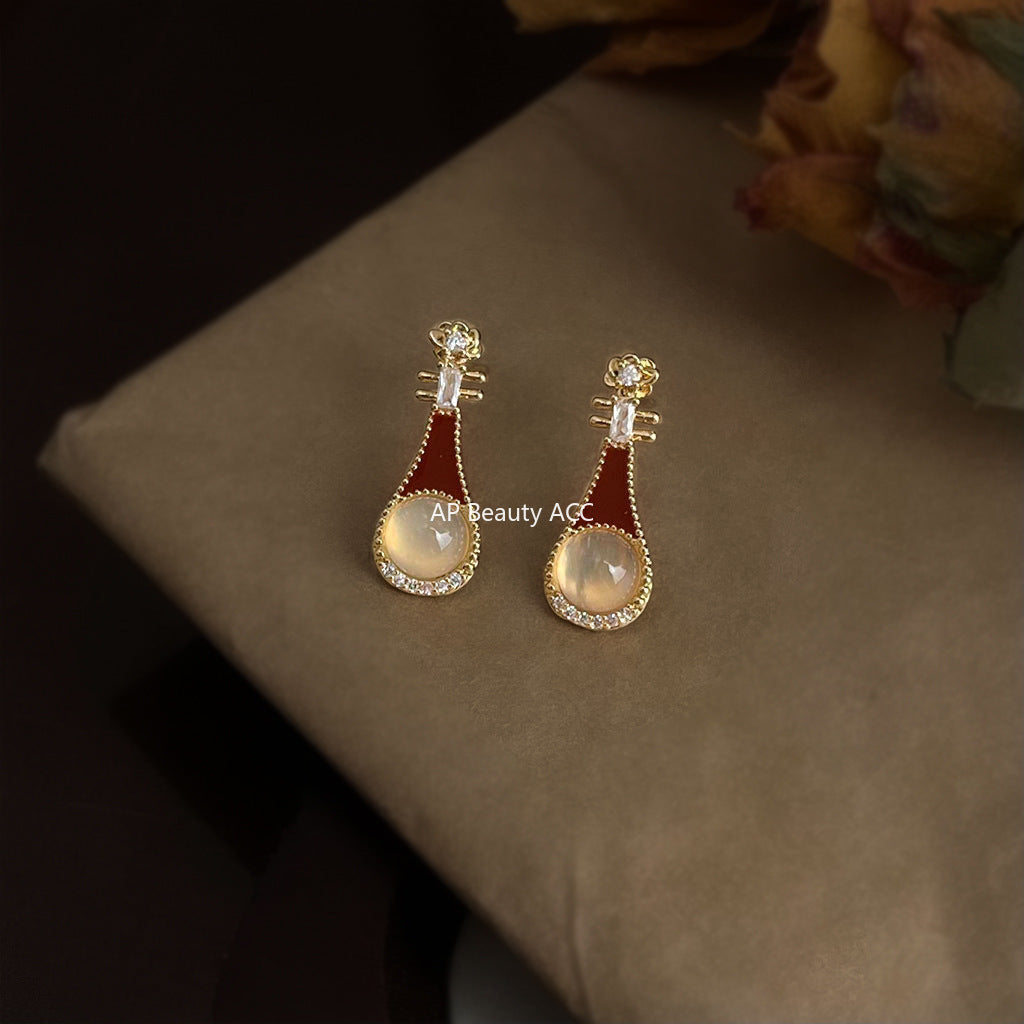 C관 - 925 은침 마노 미니 큐빅 악기 디자인 귀걸이 [6836] 25.10-3