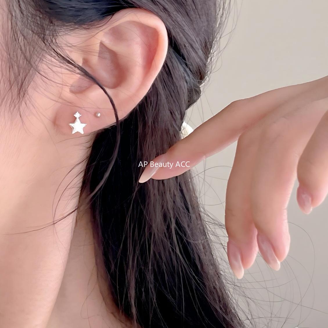 F관 - 925 실버 큐빅 별 모양 스터드 귀걸이 [C1417] 25.10-4