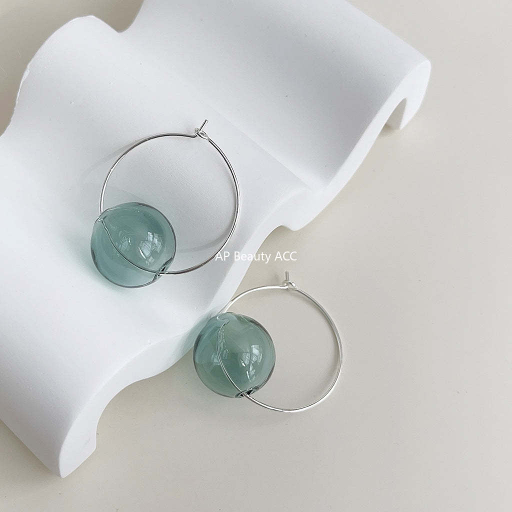C관 - 미니멀리즘 꿈의 디자인 투명 유리 공 귀걸이 [3732-3734] 24.04-1