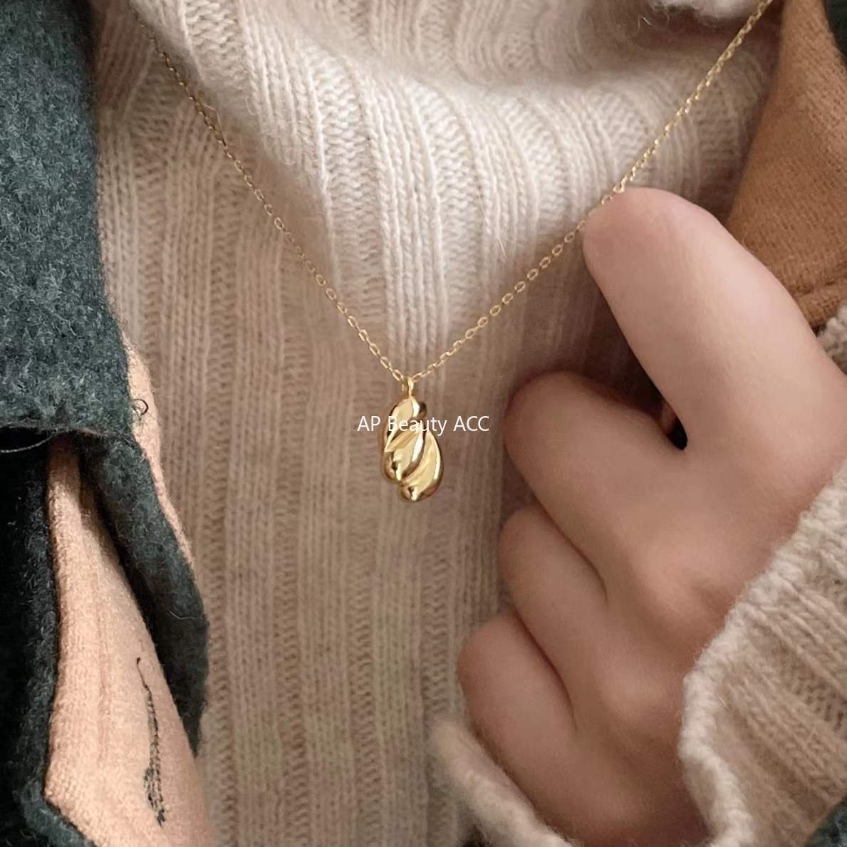 F관 - 925 실버 비정형 물방울 펜던트 목걸이 [B1008] 25.12-1