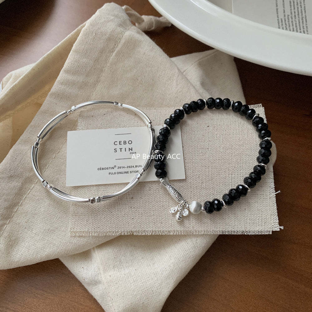 A관 - 물고기 호리병 동전 흑마노 925 실버 비즈 팔찌 [1515] 25.11-3