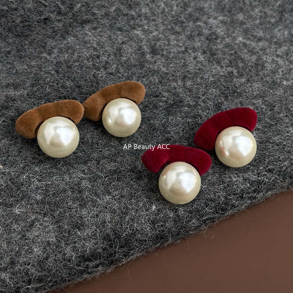 C관 - 벨벳 리본 진주 925 은침 귀걸이 [7134-7135] 25.11-3