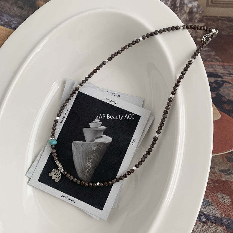 A관 - 코끼리 펜던트 설화석 925 실버 팔찌 목걸이 [1528] 25.11-3