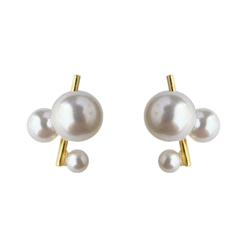 C관 - 개성 있는 작은 진주 기하학 14K 도금 인스타 감성 귀걸이 [3780] 24.04-3