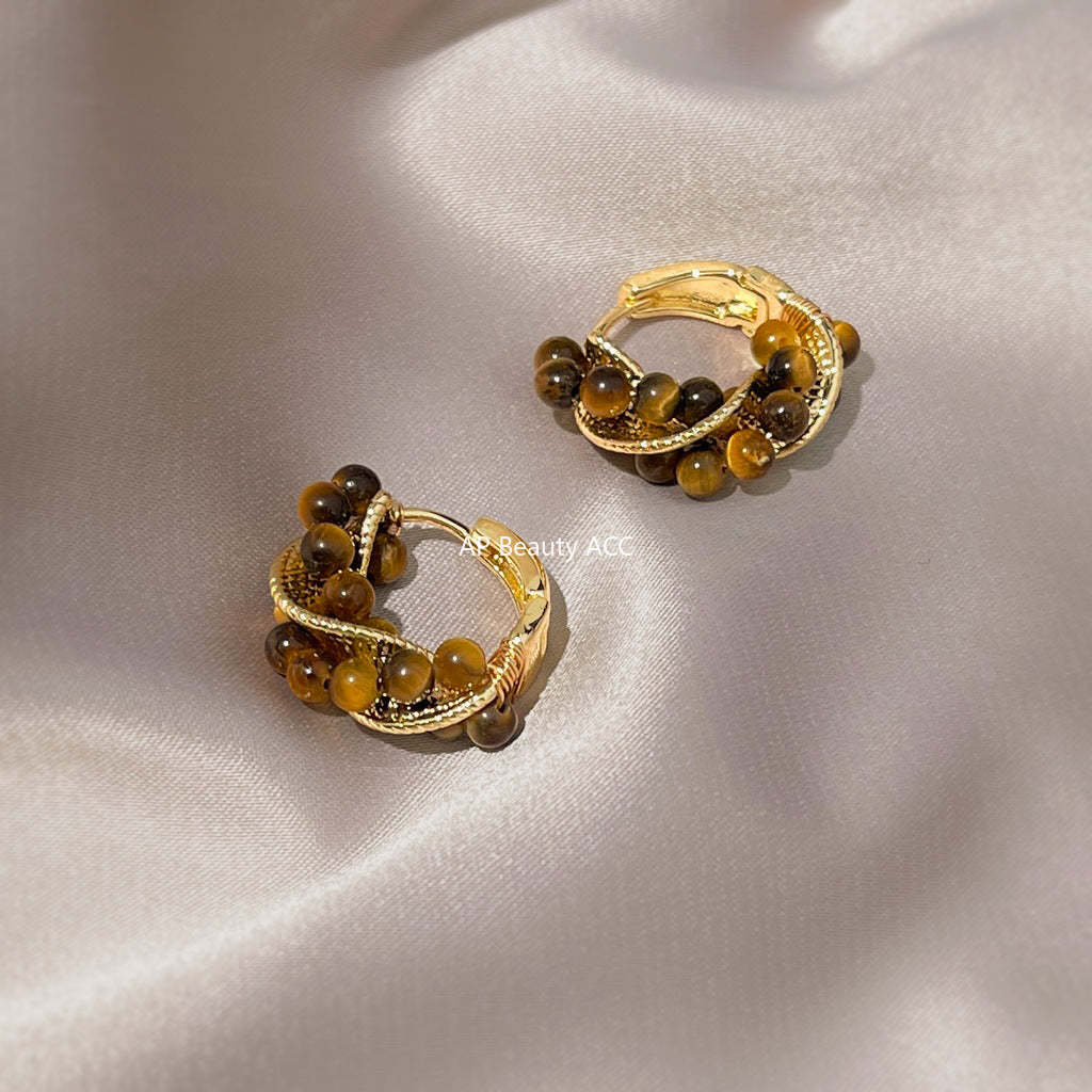 C관 - 호안석 핸드메이드 트위스트 원형 귀걸이 [7149] 25.11-4