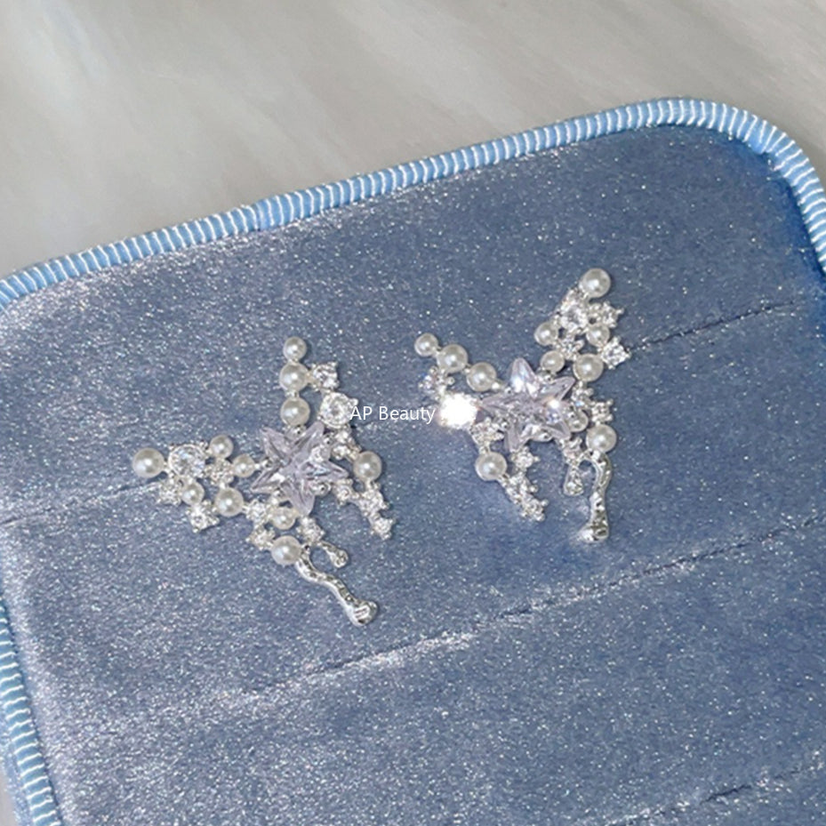 A관 - 블링블링 큐빅 진주 나비 모양 귀걸이 [EH-4146] 25.10-1