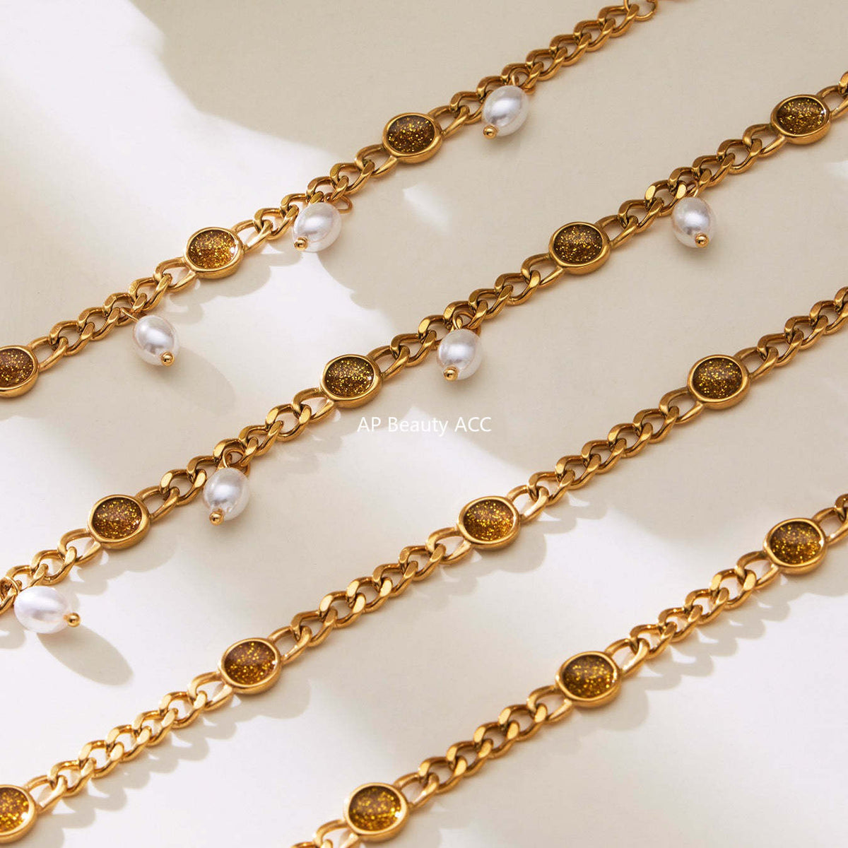 D관 - 스테인리스 스틸 진주 펜던트 18K 도금 목걸이 팔찌 [TXP496] 25.11-4