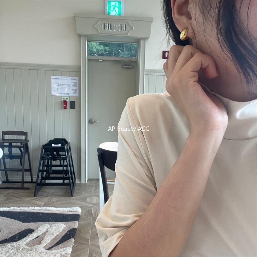 F관 - 925 실버 타원형 디자인 귀걸이 [C1220] 25.10-1