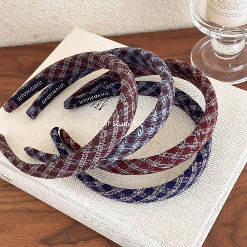 E관 - 체크 패브릭 슬림 머리띠 [27501] 25.09-4