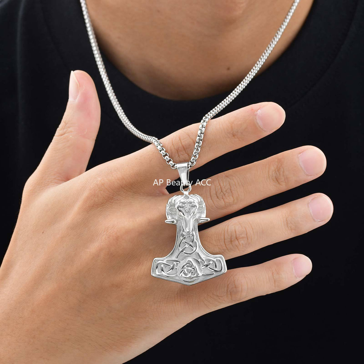 G관 - 스테인리스 바이킹 양머리 펜던트 빈티지 목걸이 [PN-2218] 25.11-1