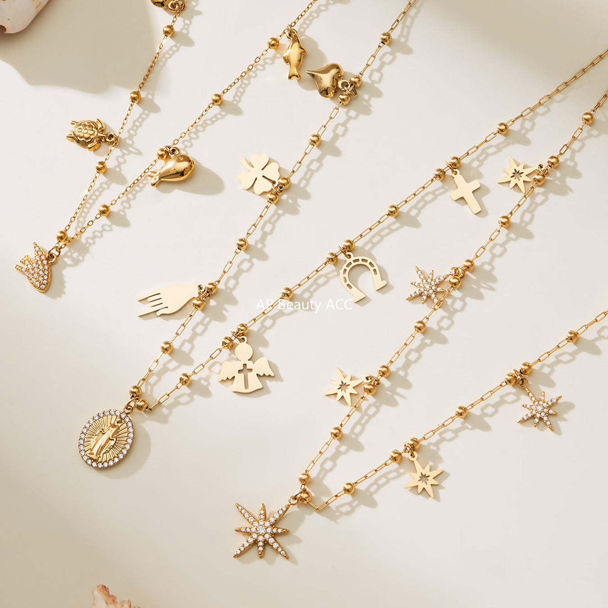 D관 - 스테인리스 스틸 진주 큐빅 펜던트 18K 도금 목걸이 [P732] 25.11-4