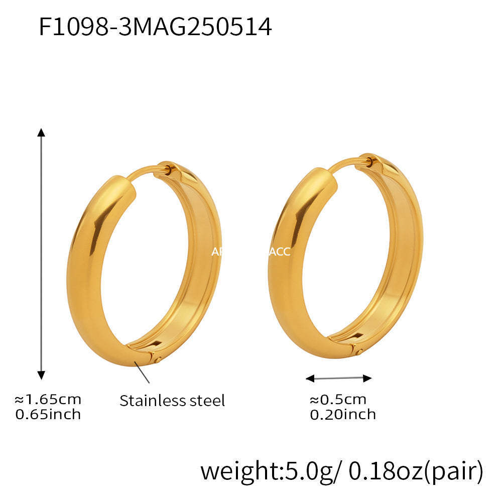 D관 - 투톤 원형 18K 도금 스테인리스 스틸 귀걸이 [F1015-F1098] 25.05-4