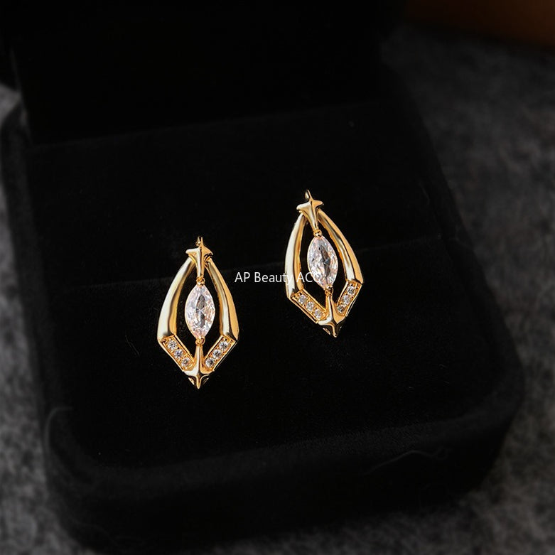 C관 - 925 은침 별 지오메트릭 디자인 큐빅 귀걸이 [6912] 25.10-2