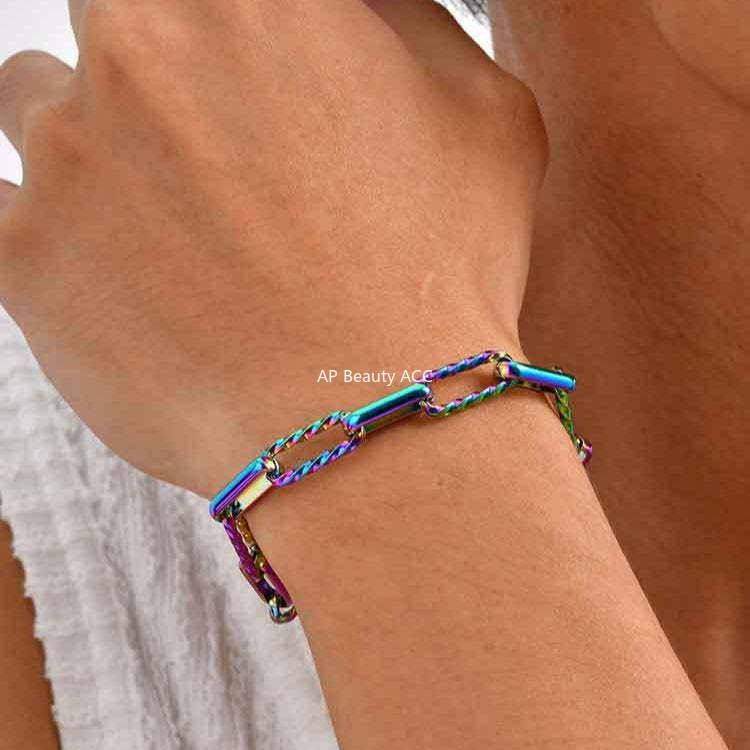 G관 - 스테인리스 스틸 핸드메이드 체인 팔찌 [BR-1705] 25.10-5