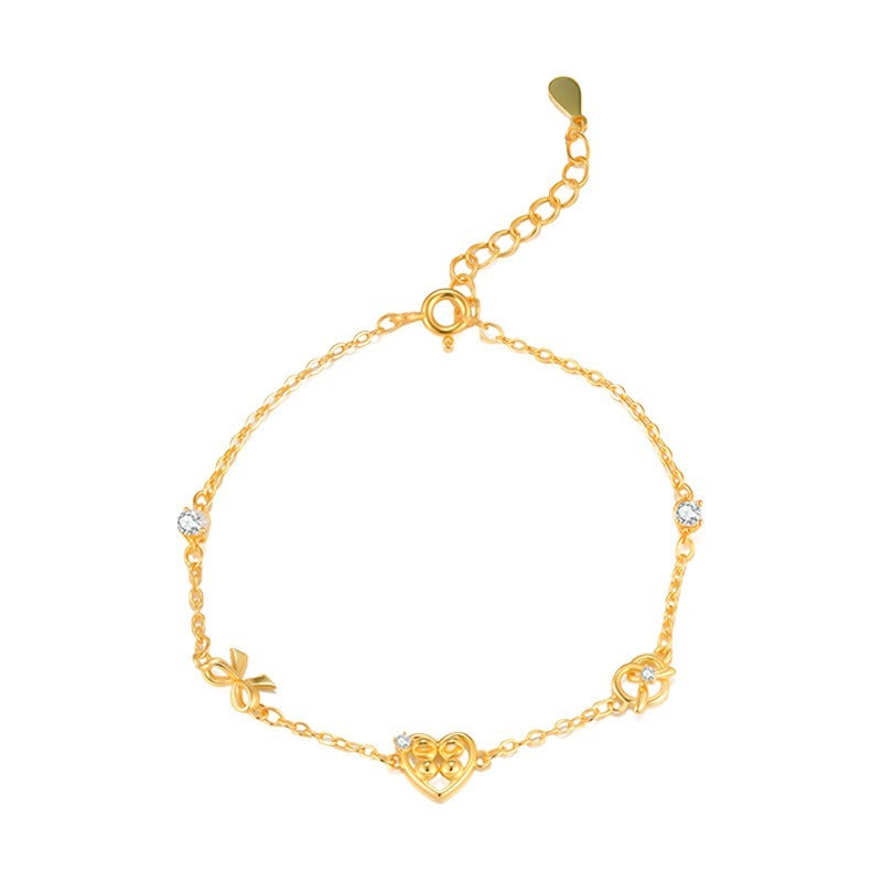 A관 - 925 실버 하트 프레즐 리본 디자인 팔찌 [SL-490] 25.11-1