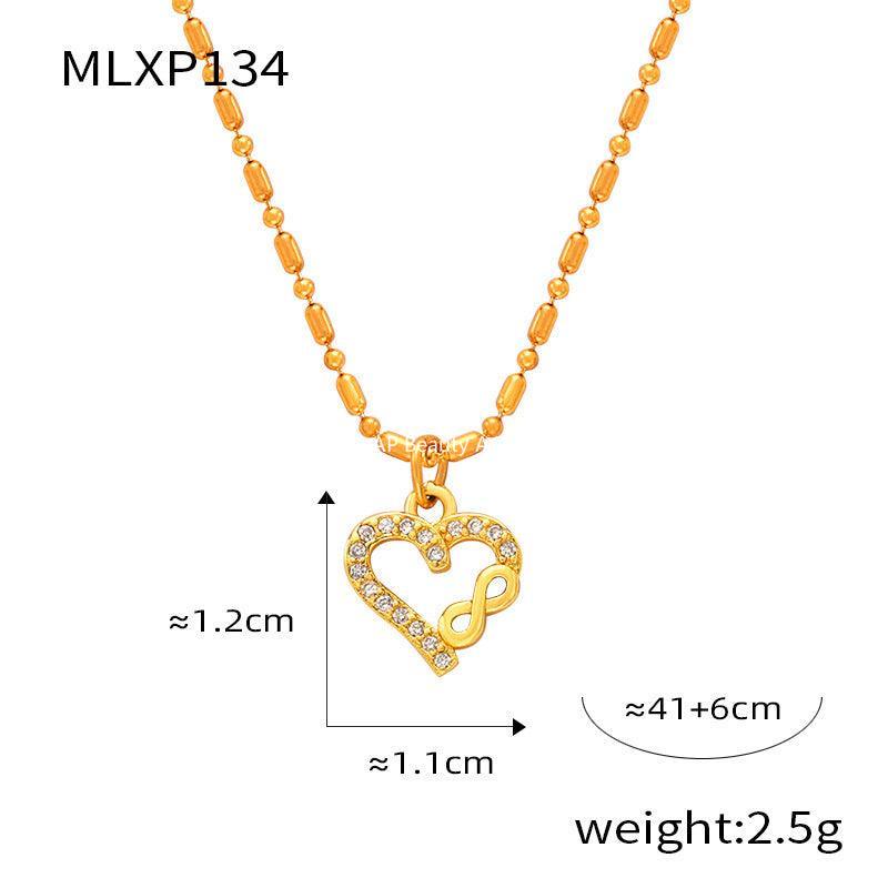 D관 - 트렌디 모던 유니크 티타늄 스틸 18K 도금 기하학적 큐빅 세팅 멀티 목걸이 [P134] 24.03-4