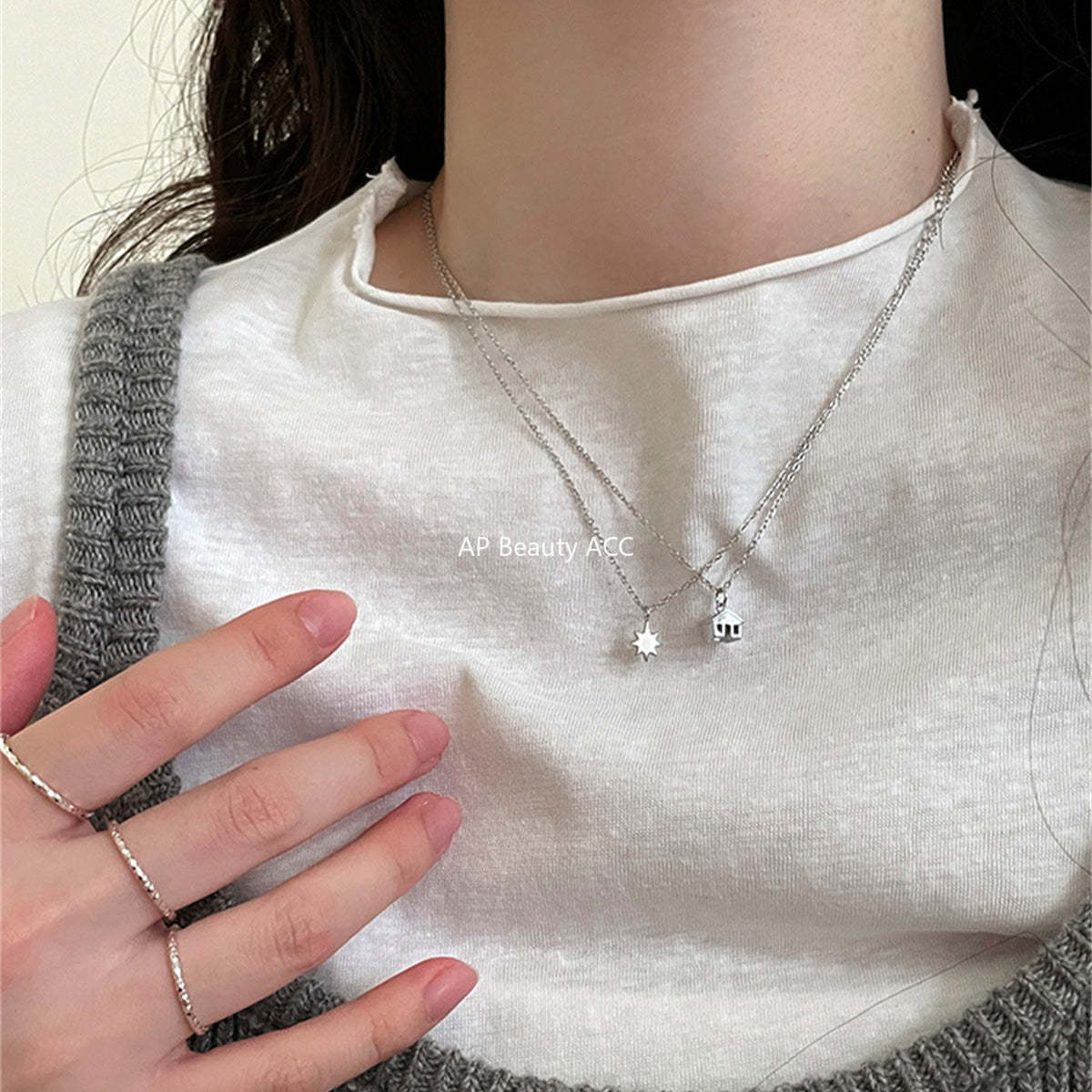 A관 - 925 실버 별 하우스 펜던트 체인 목걸이 [XL-1211] 25.10-4