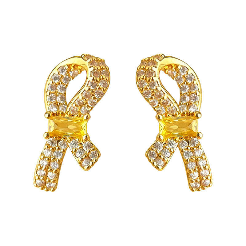 C관 - 매듭 리본 디자인 큐빅 925 은침 귀걸이 [7185] 25.12-1