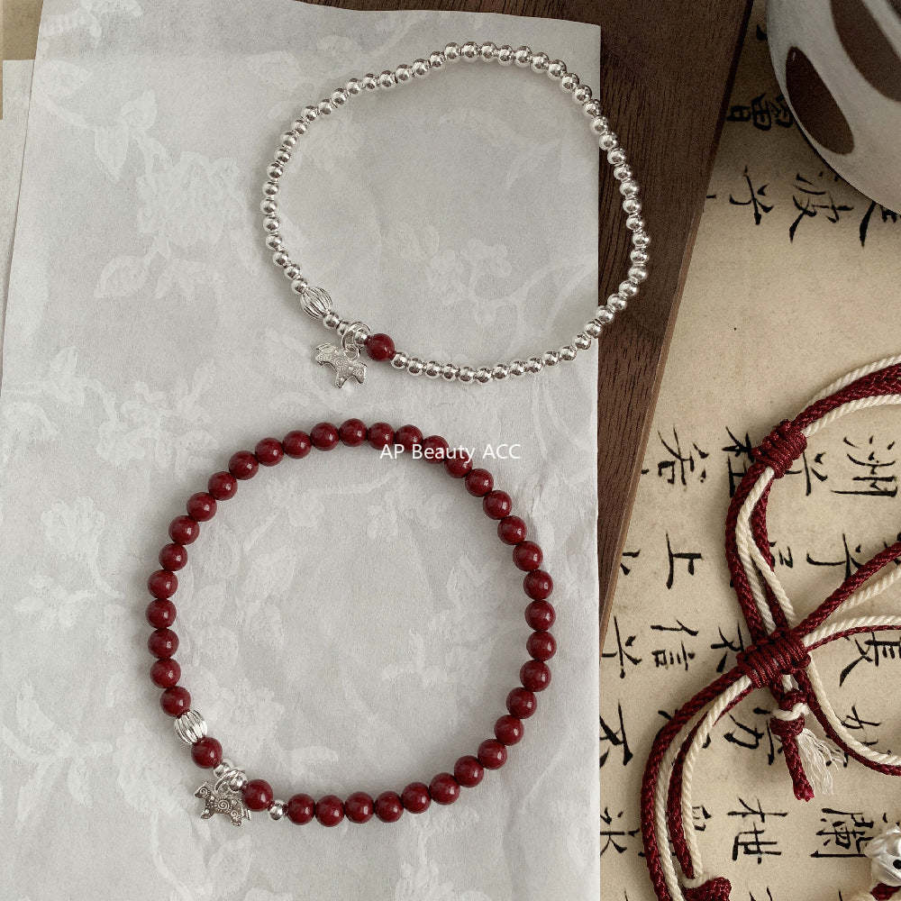 A관 - 말 펜던트 자금사 비즈 핸드메이드 925 실버 팔찌 [1640-1641] 25.12-3