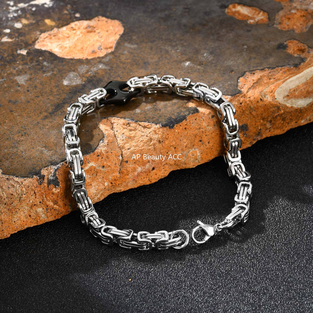 G관 - 스테인리스 일자형 블랙 연결 체인 팔찌 [BR-2701] 25.10-5
