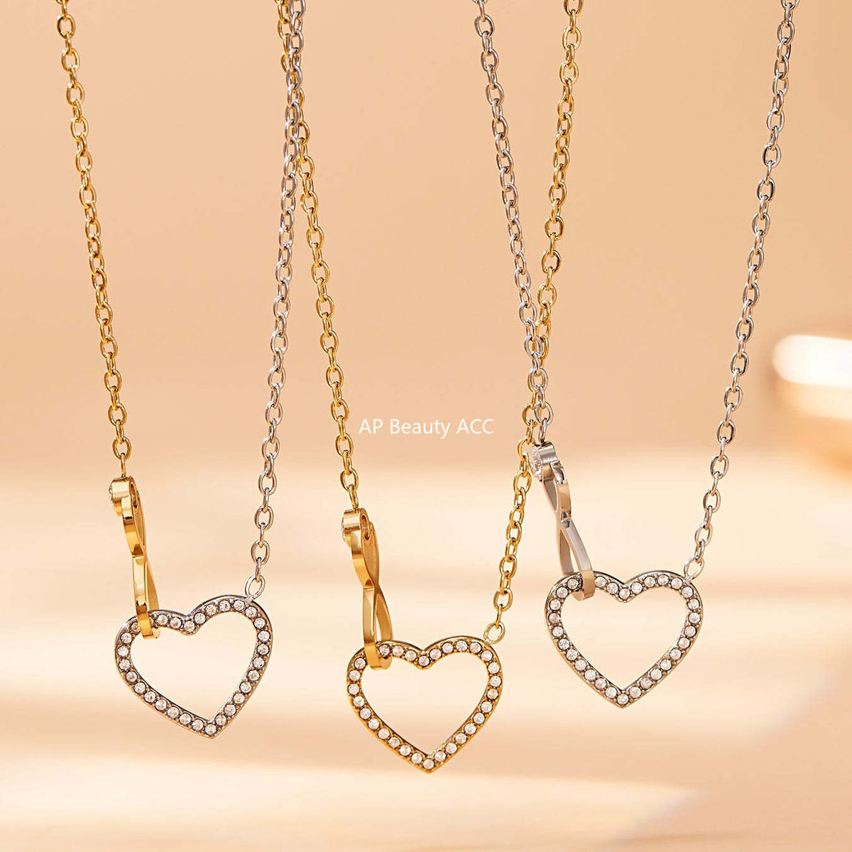 D관 - 하트 인피니티 큐빅 18K 도금 스테인리스 목걸이 팔찌 [TXP461] 25.11-3