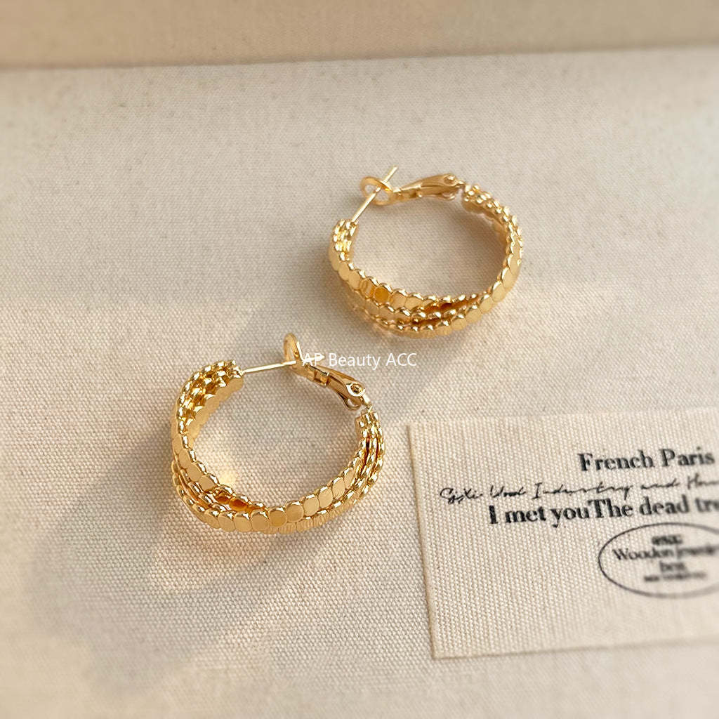 C관 - 원형 기하 14K 도금 은침 귀걸이 [5721-5722] 25.04-3