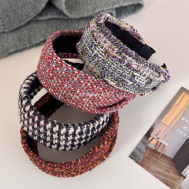 E관 - 모직 털실 패턴 와이드 머리띠 [27733] 25.12-1