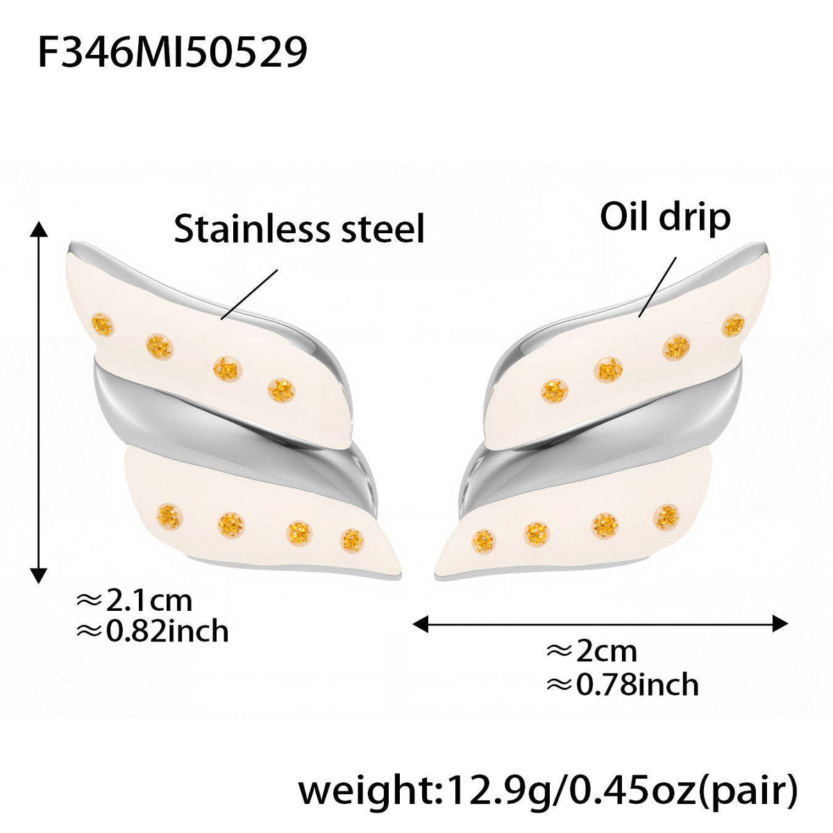 D관 - 스테인리스 스틸 투톤 오일 코팅 귀걸이 [F346-F1070-F1568] 25.06-4