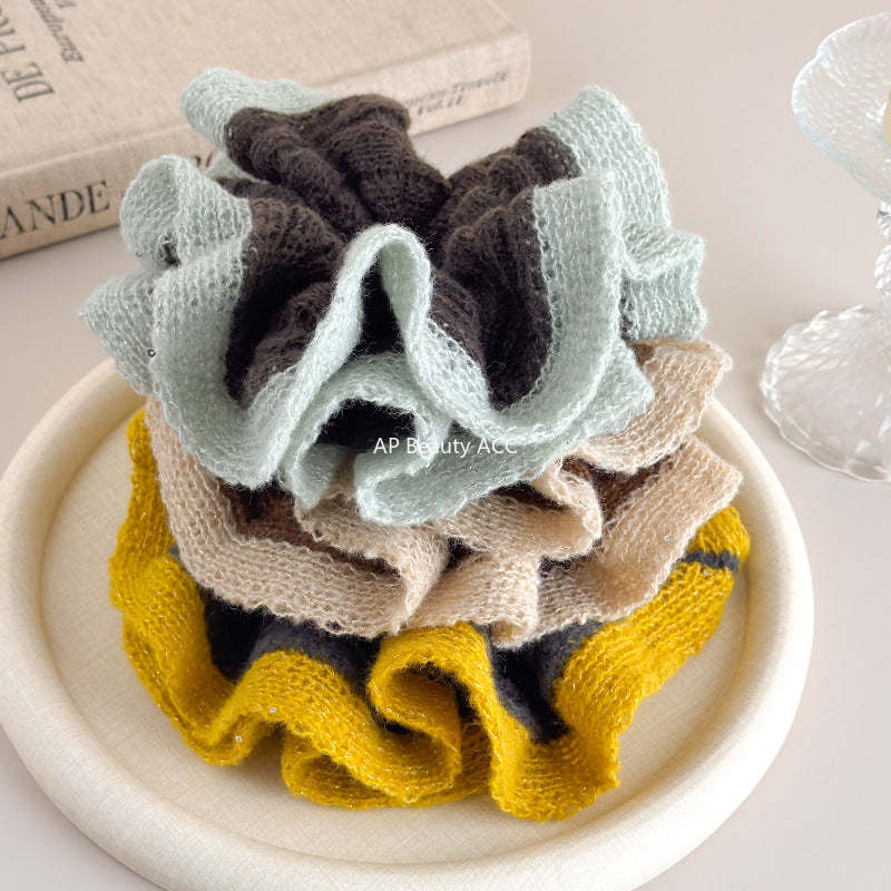 E관 - 배색 니트 소재 포니테일 곱창 헤어밴드 [27604] 25.10-4