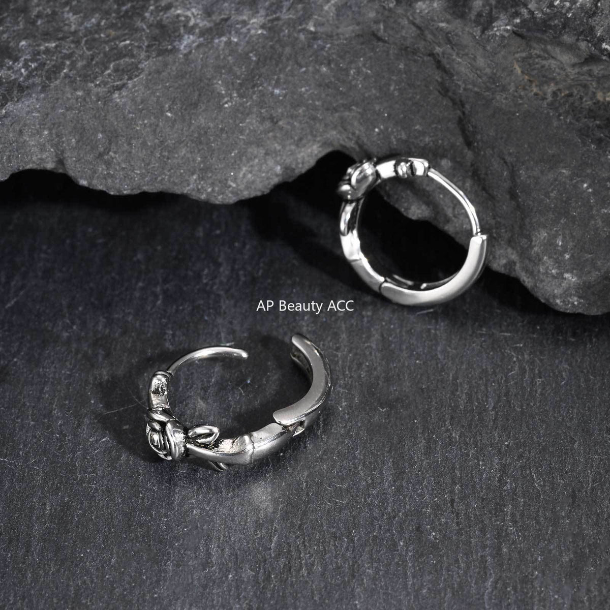 G관 - 여우 로즈 디자인 스테인리스 스틸 귀걸이 [EH-821] 25.12-2