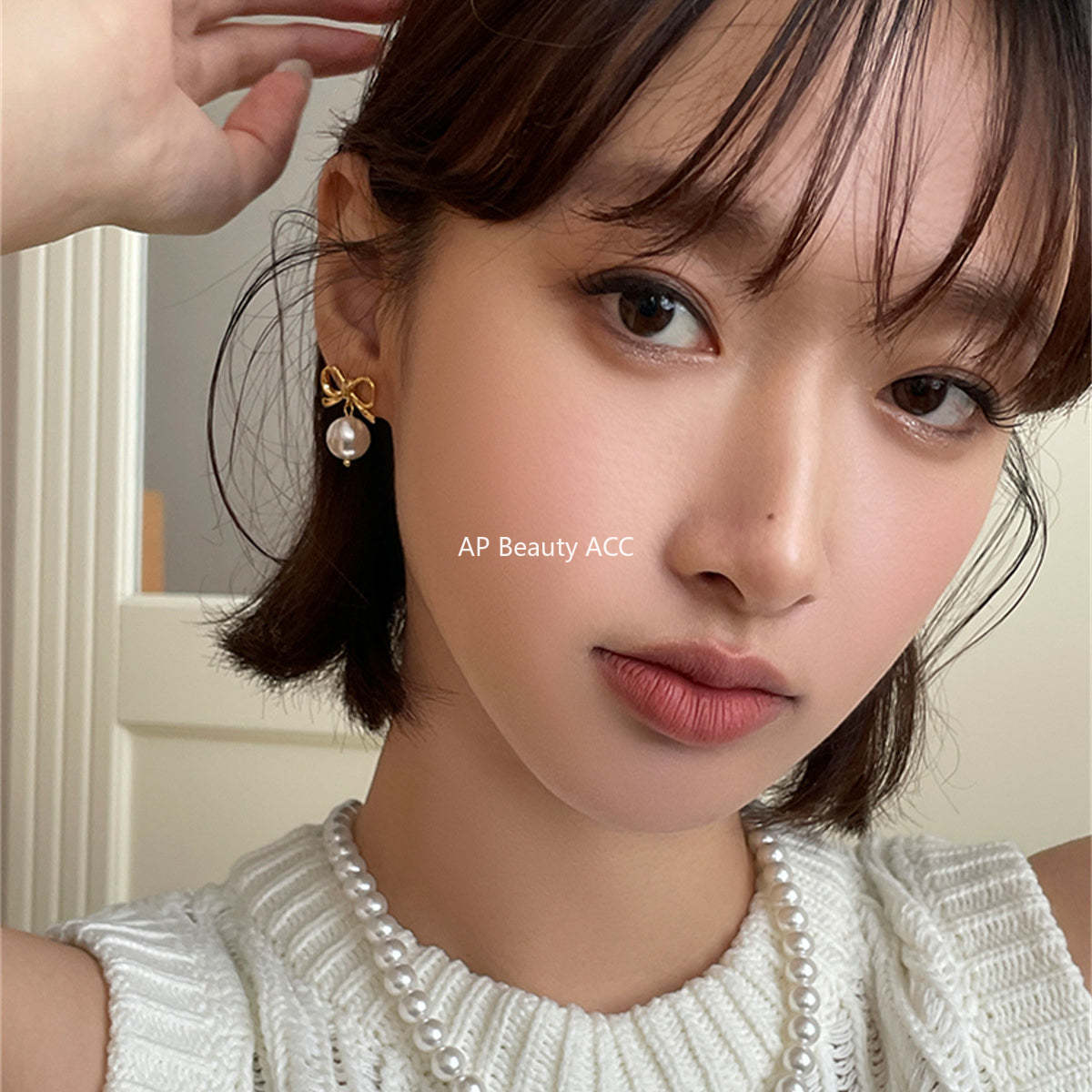 A관 - 925 은침 리본 진주 펜던트 귀걸이 [EH-2915] 24.05-4